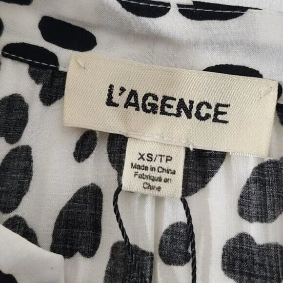 2/$50 L'Agence Black and White Printed Blouse Size XS – Stylish and Elegant - Picture 3 of 5
